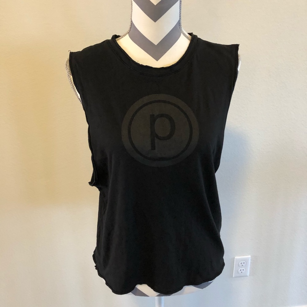 Black on Black Circle P Muscle Tank